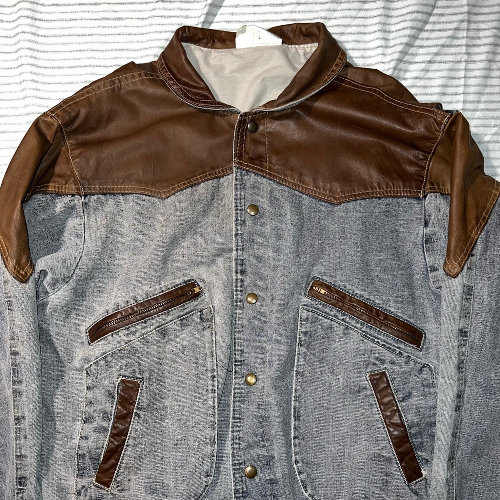 Vintage leather and denim jacket